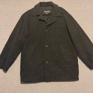 Aberdeen Collection Men Charcoal Gray Wool Blend Button Front Coat Size S M